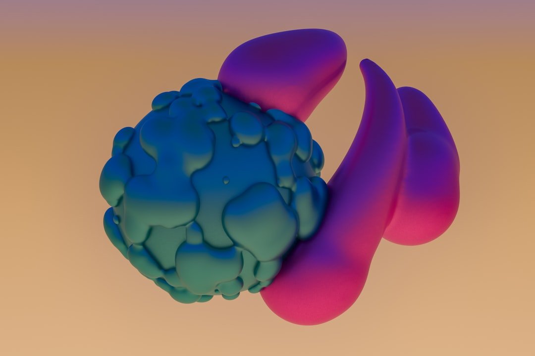 A computer generated image of a blue and pink object